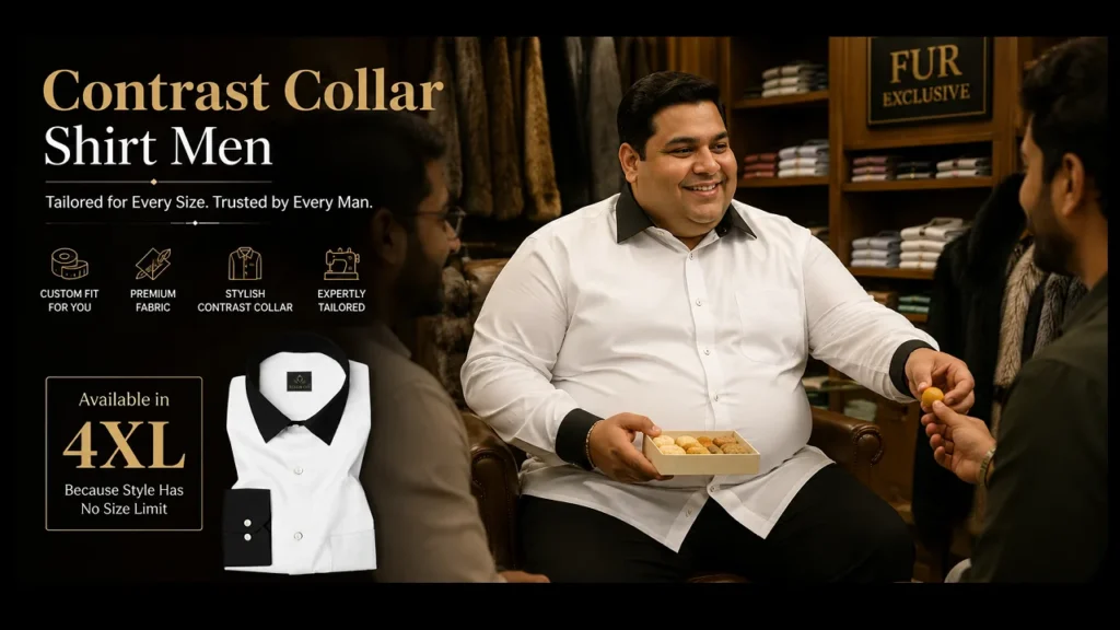 Contrast Collar Shirt Men
